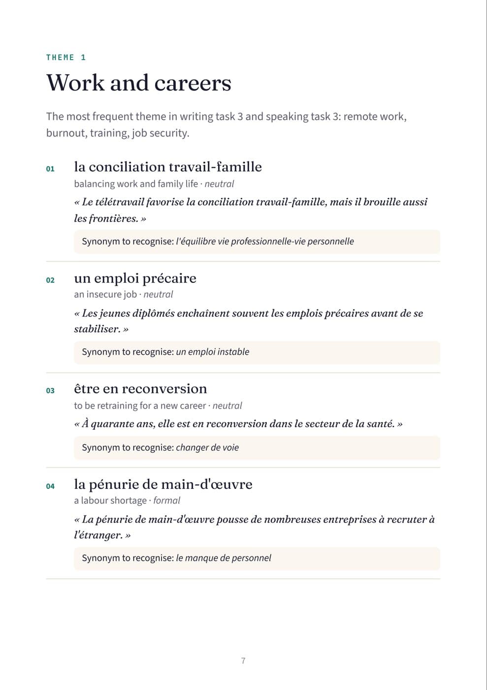 Page 7: Theme 1 · Work and careers