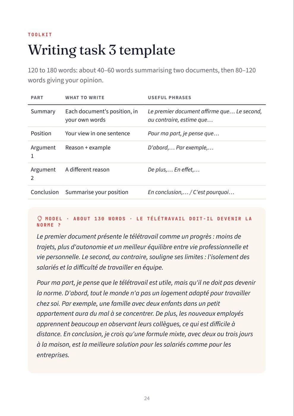 Page 24: Writing task 3 template
