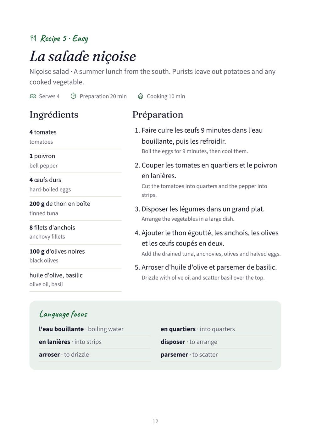 Page 12: La salade niçoise