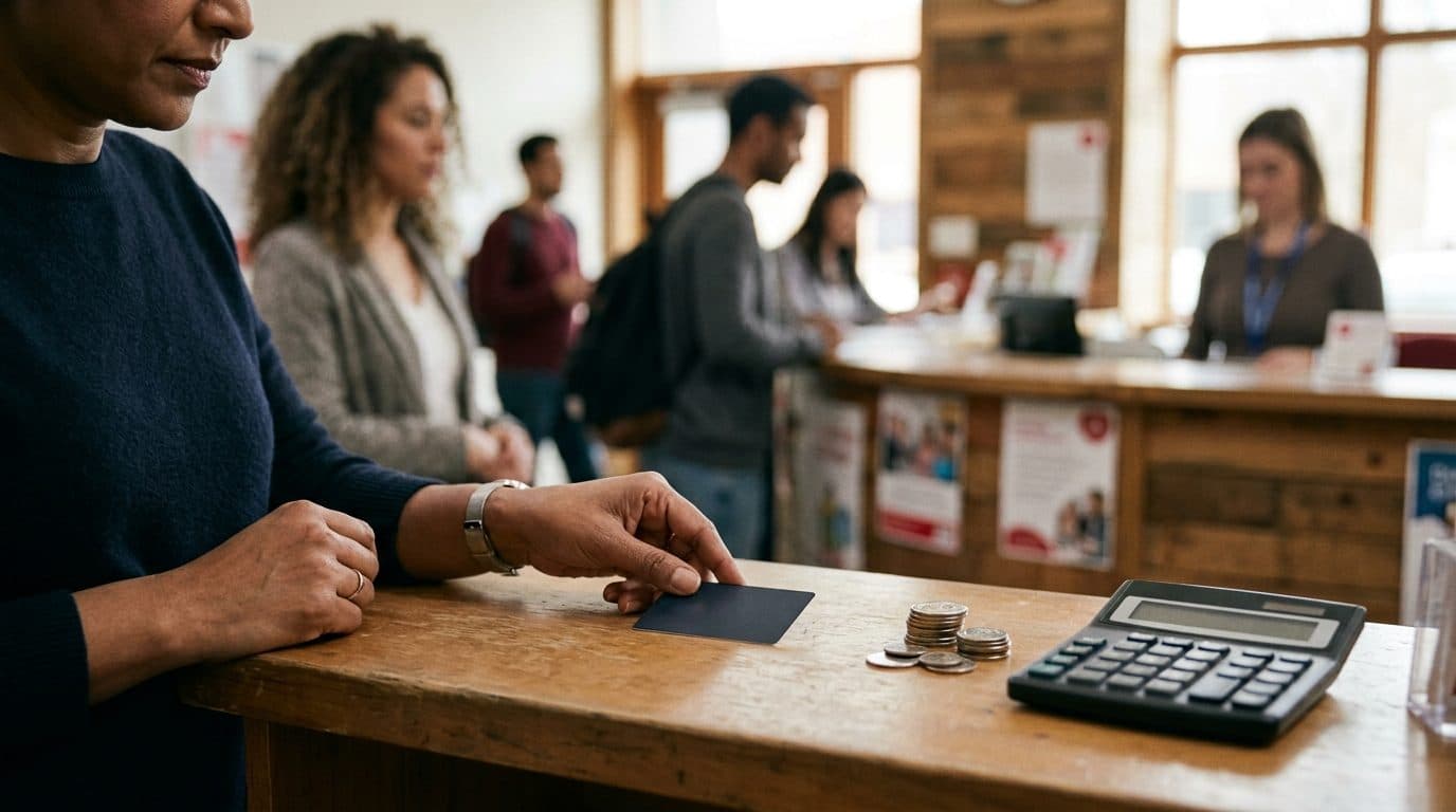 Paiement des frais d'inscription par carte au comptoir d'un centre de langues